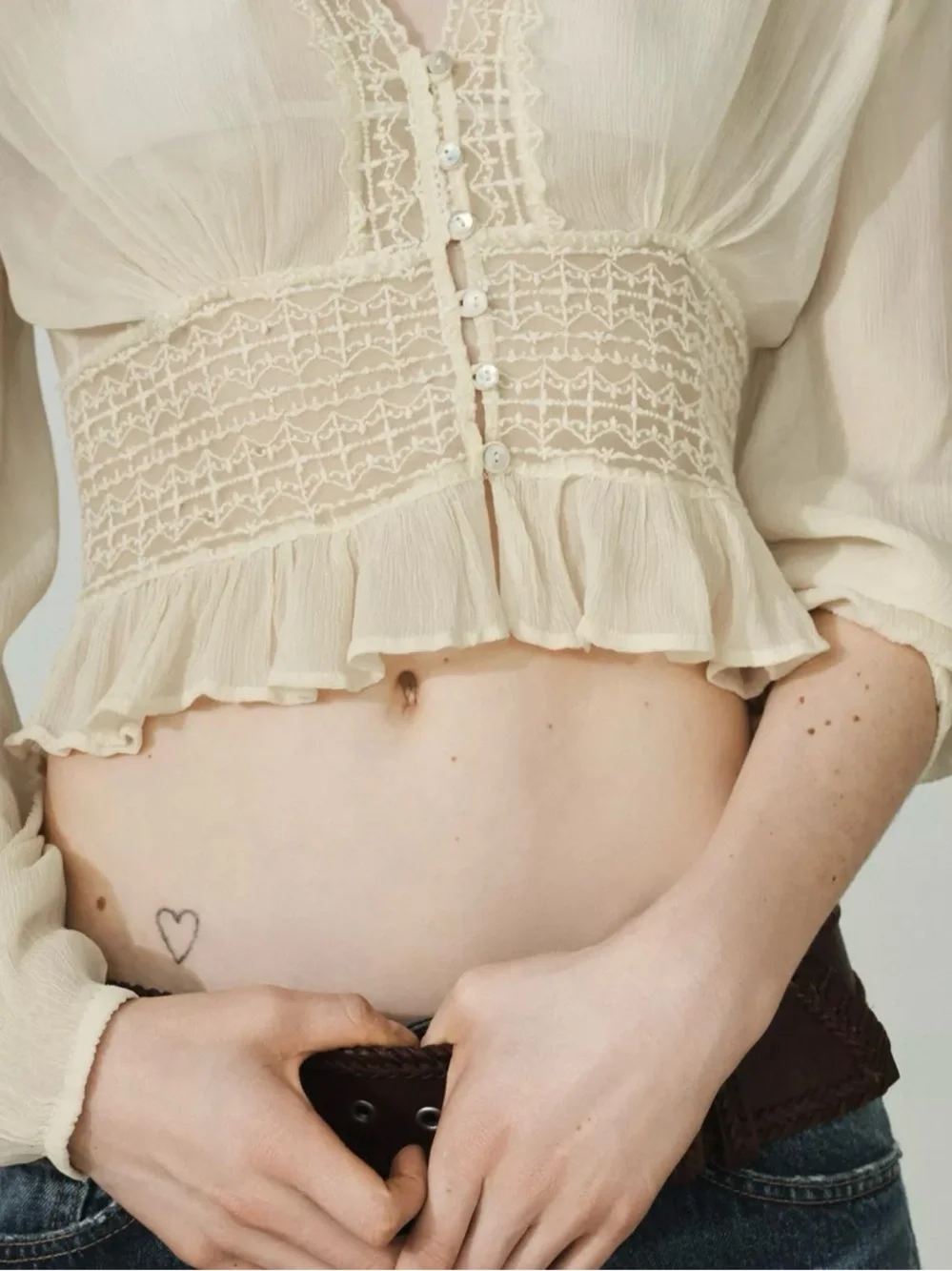 NWT ZARA GAUZE LACE SHIRT